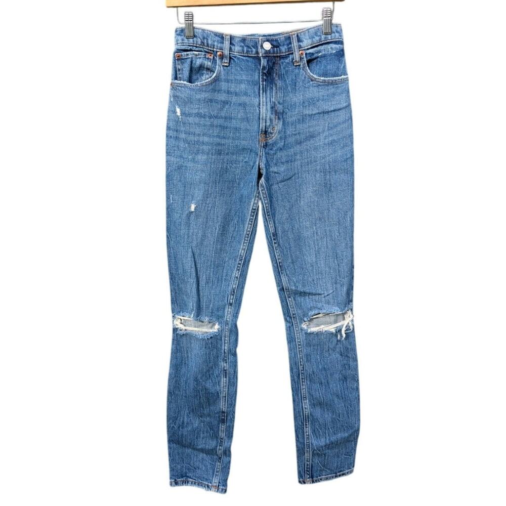 Abercrombie & Fitch 90s jeans blown out knee busted straight leg Western 26L